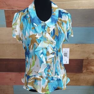 Vibrant Multicolor Ruffle Blouse